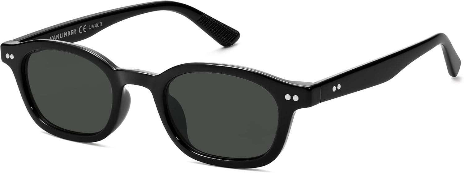 

Солнцезащитные очки VANLINKER Retro Small Square Polarized для женщин и мужчин, модные узкие прямоугольные, в стиле 90-х, модель VL9889, C1-polarized Grey Lens/Black Frame