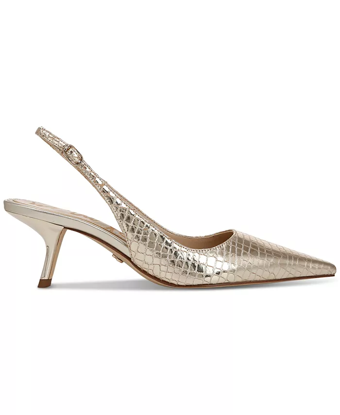 Туфли-лодочки Bianka на каблуке-рюмочке из кожи с открытой пяткой Sam Edelman, коричневый — фото 2