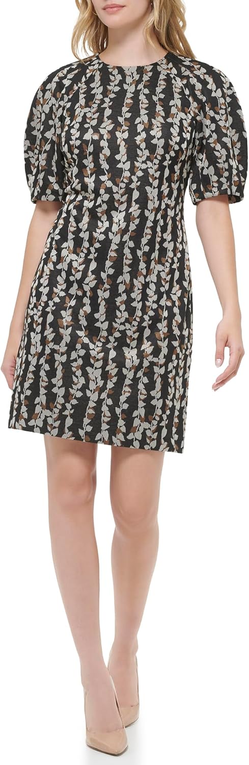 

Женское платье-трапеция с рукавами-фонариками от Tommy Hilfiger, Hazelnut Multi