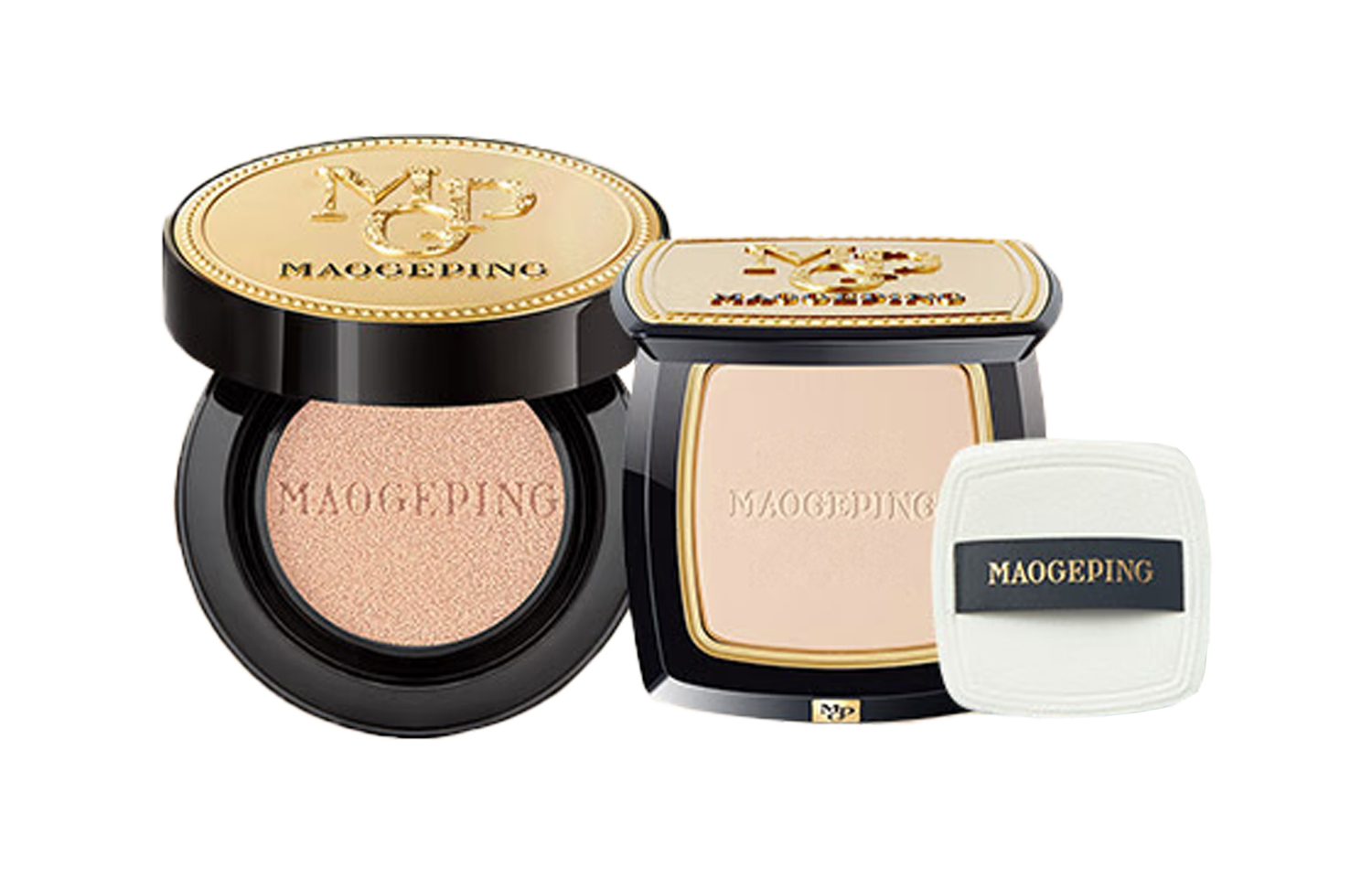 Тональная пудра Caviar Air Cushion для сияния кожи и маскировки 10g+7g MAOGEPING, Three-Piece Set: #821 Silk Blush+#801 Mini золотой Fan Powder 4g+Portable Base Layer Sponge — фото 4