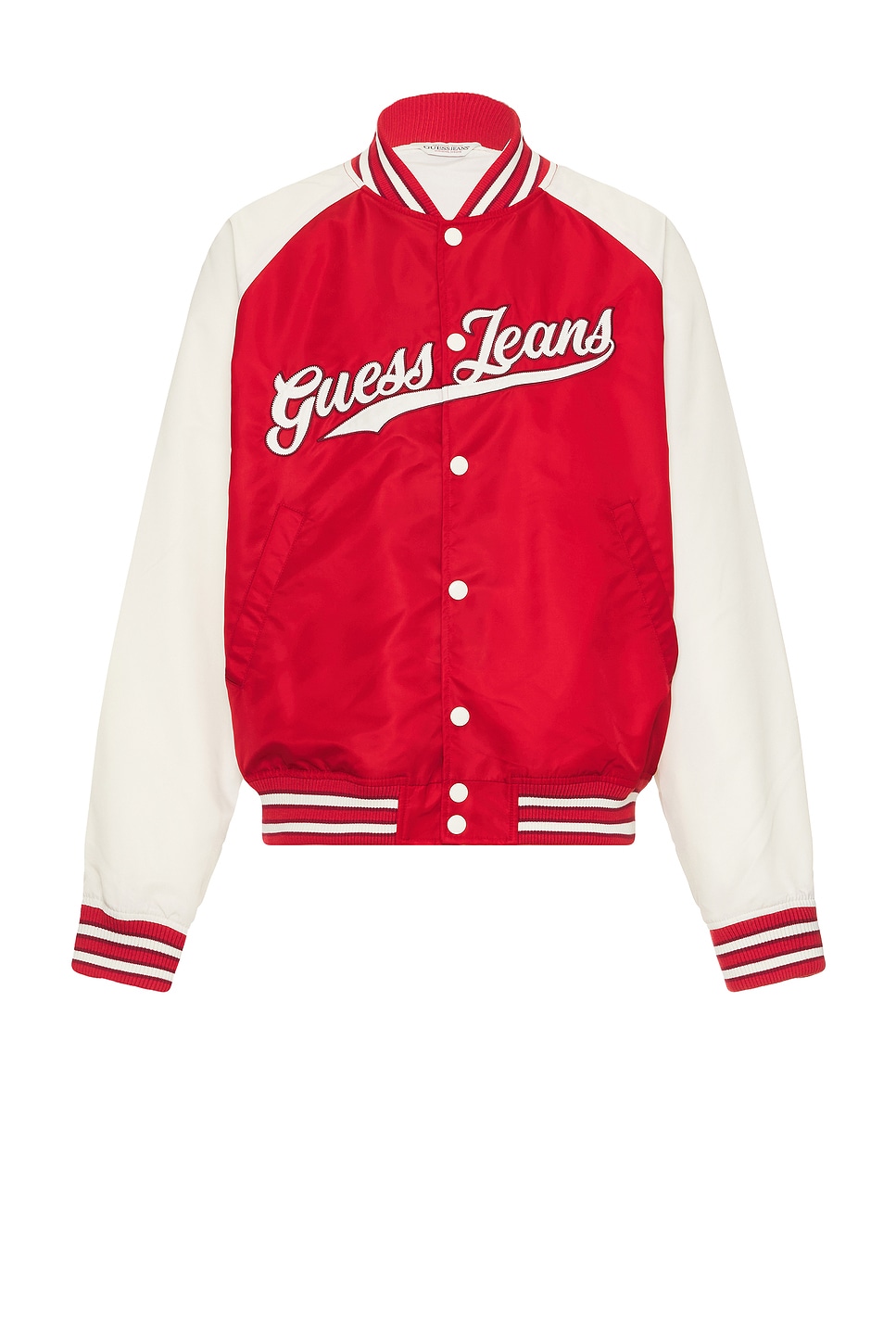 

Куртка-бомбер с регланом и нашивками Guess Jeans, rugby red