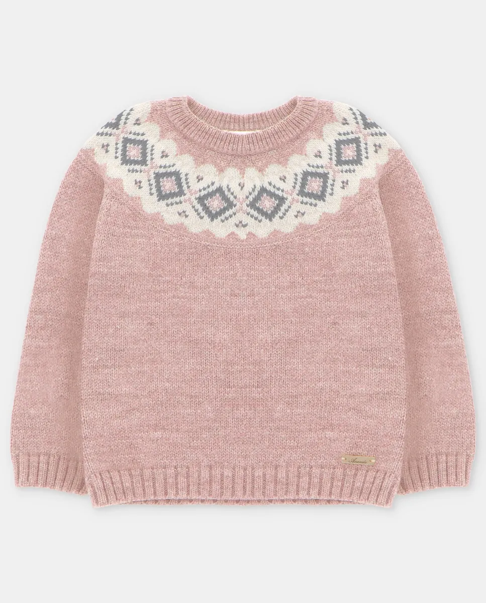 

Детский джемпер с контрастной розовой каймой Martín Aranda