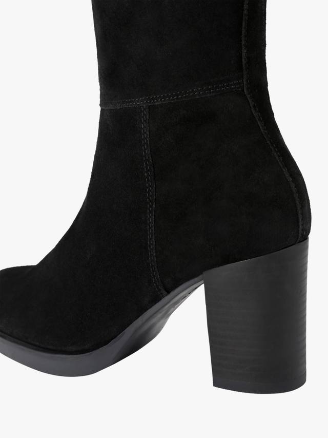 Серебряные замшевые ботинки до колена Carvela, Black — фото 4