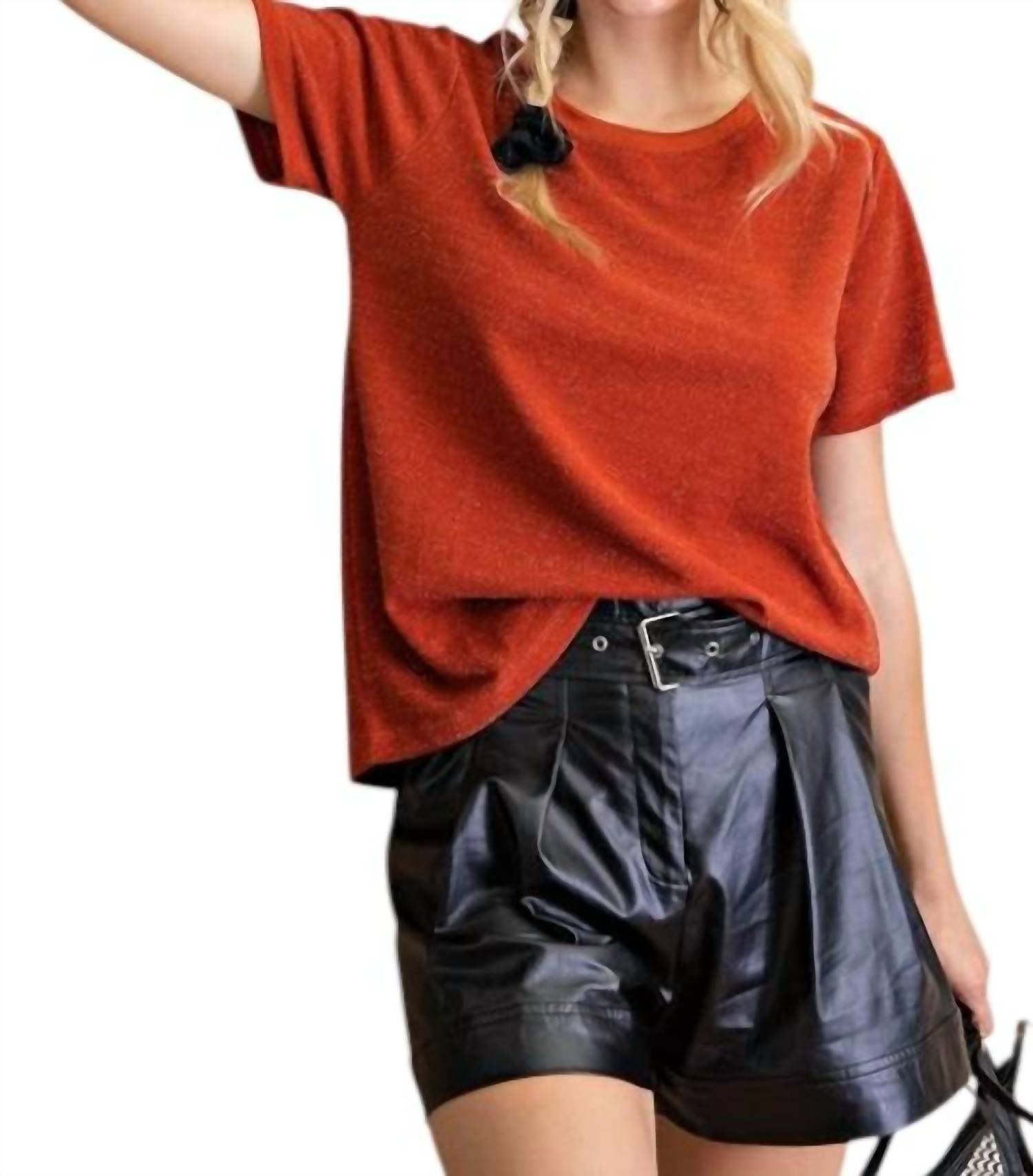 

Топ с контрастной дымчатой фольгой в цвете Brick KORI, Brick