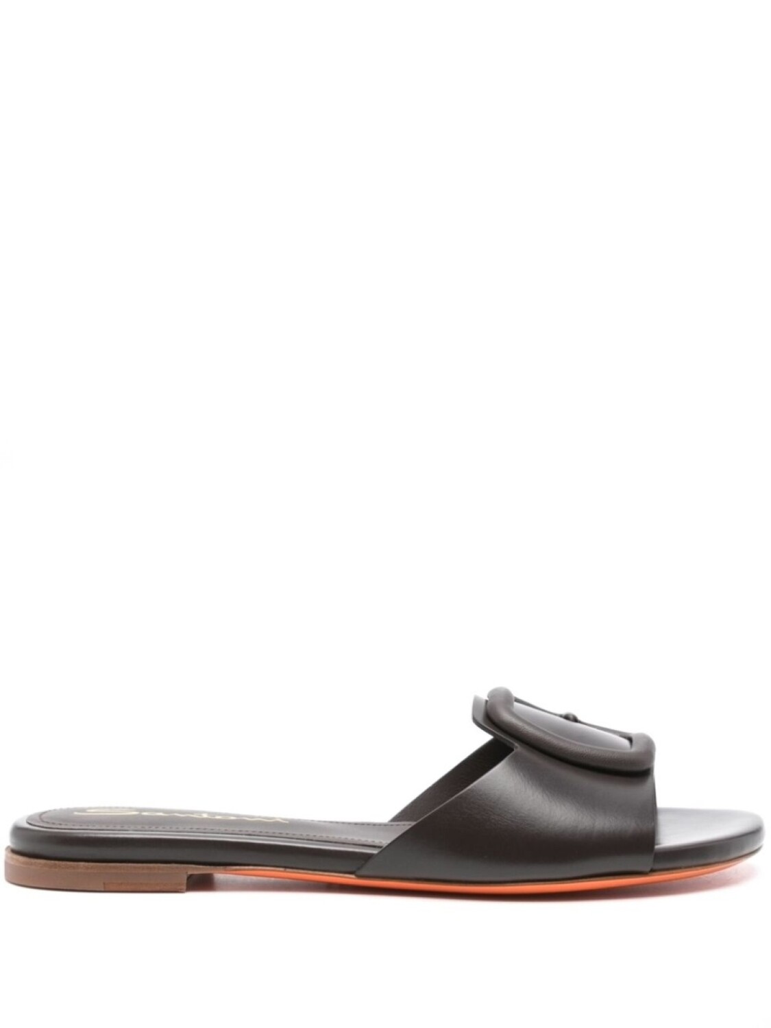 Шлепанцы с декоративной пряжкой Santoni, коричневый