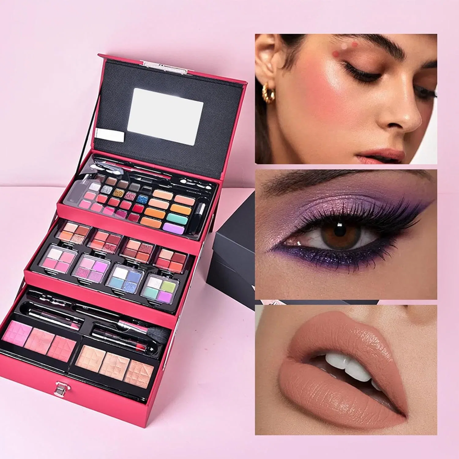 Набор косметики All Makeup Kit с кистями, помадой и тенями Generic, универсальный цвет — фото 2