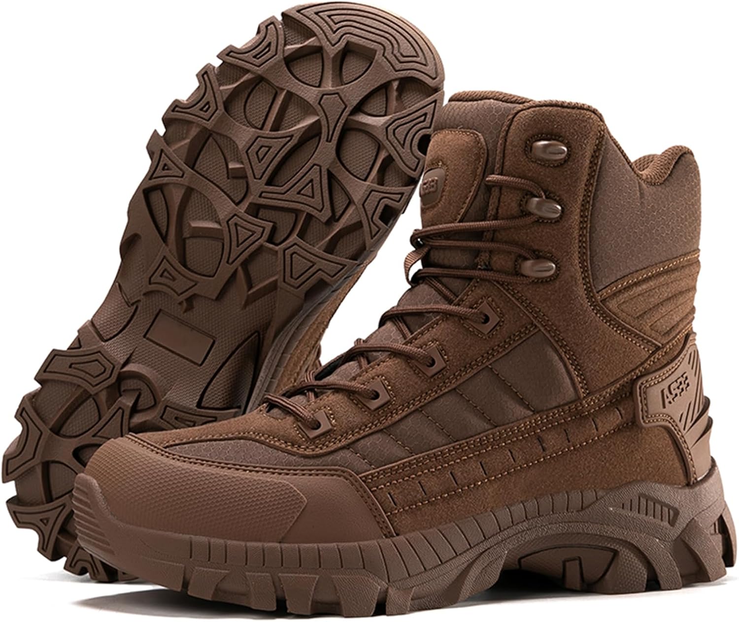 

Мужские высокие кожаные походные ботинки с противоскользящей подошвой, регулируемой эластичной лентой и амортизирующей толстой подошвой, подходящие для восхождений в горы и полевых тренировок Qaoterod, коричневый
