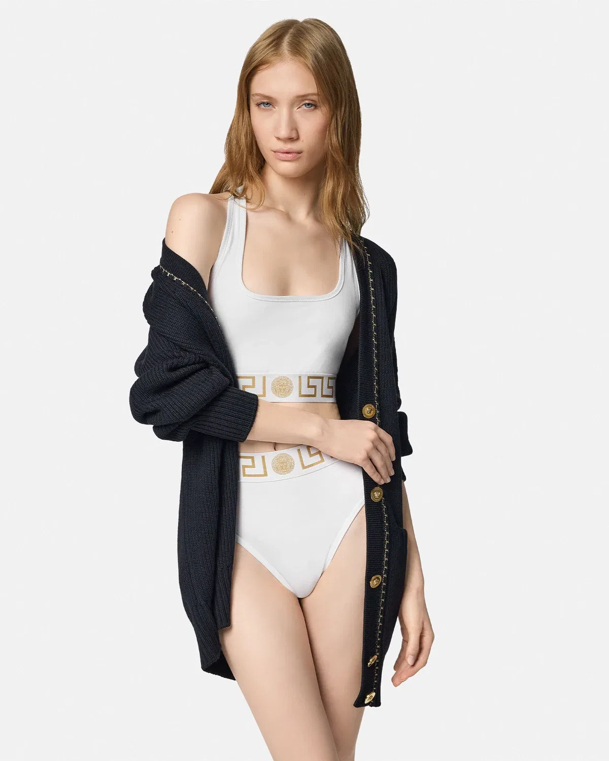 Бралетт с круглым вырезом и греческой каймой VERSACE, белый — фото 2
