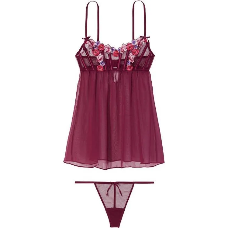 Victoria's Secret Женский комплект нижнего белья бордового цвета