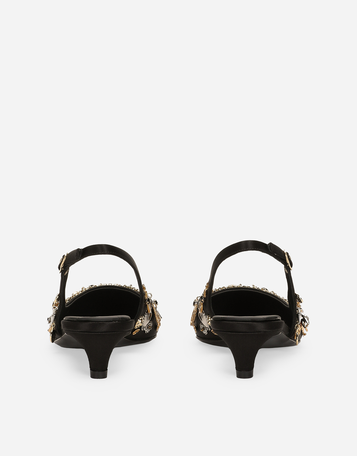Атласные и вышитые туфли-слингбэки Dolce & Gabbana, мультиколор — фото 3