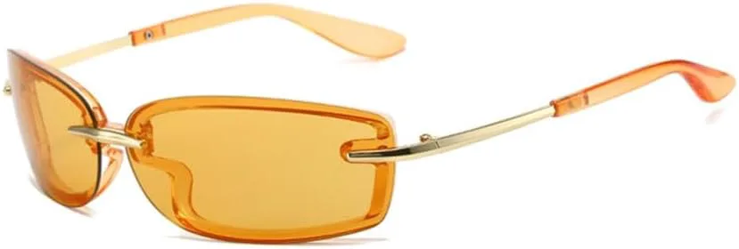 

Женские солнцезащитные очки без оправы в стиле стимпанк, панк-очки, очки для активного отдыха, очки с защитой от УФ-излучения UV400 LANGSER, Orange Orange