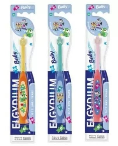 

Elgydium Baby двухцветная зубная щетка для детей от 0 до 2 лет.