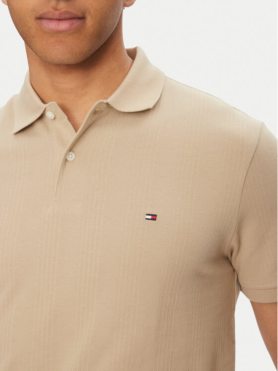 Рубашка поло стандартный крой Vertical MW0MW38951 Tommy Hilfiger, бежевый — фото 4