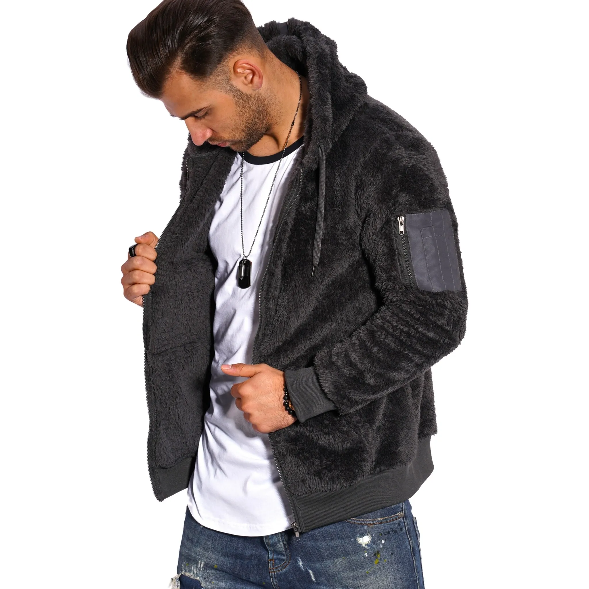 

Толстовка behype "Teddy-Zip" из мягкого флиса тедди, серый