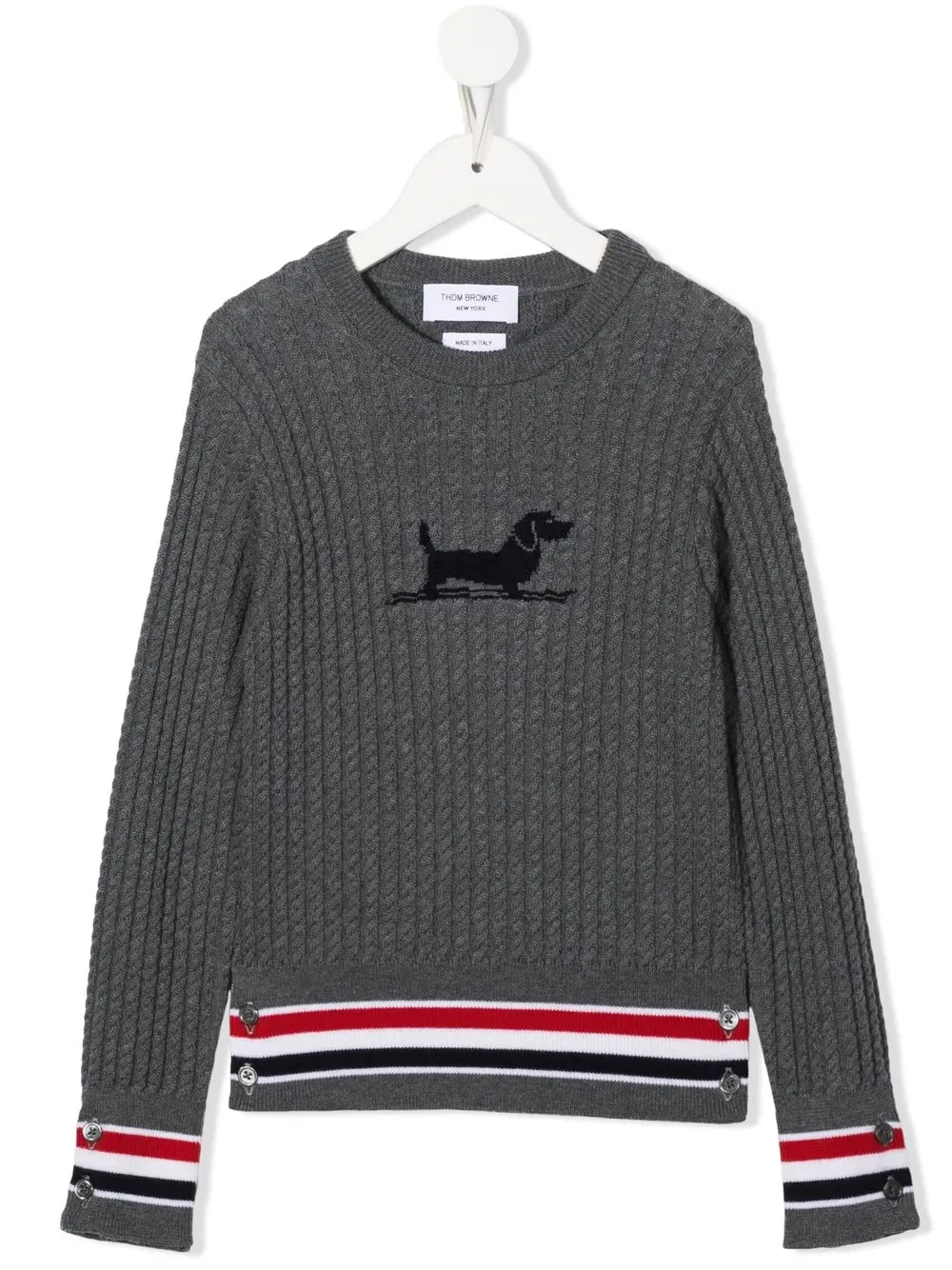 

Пуловер фактурной вязки Thom Browne Kids, серый