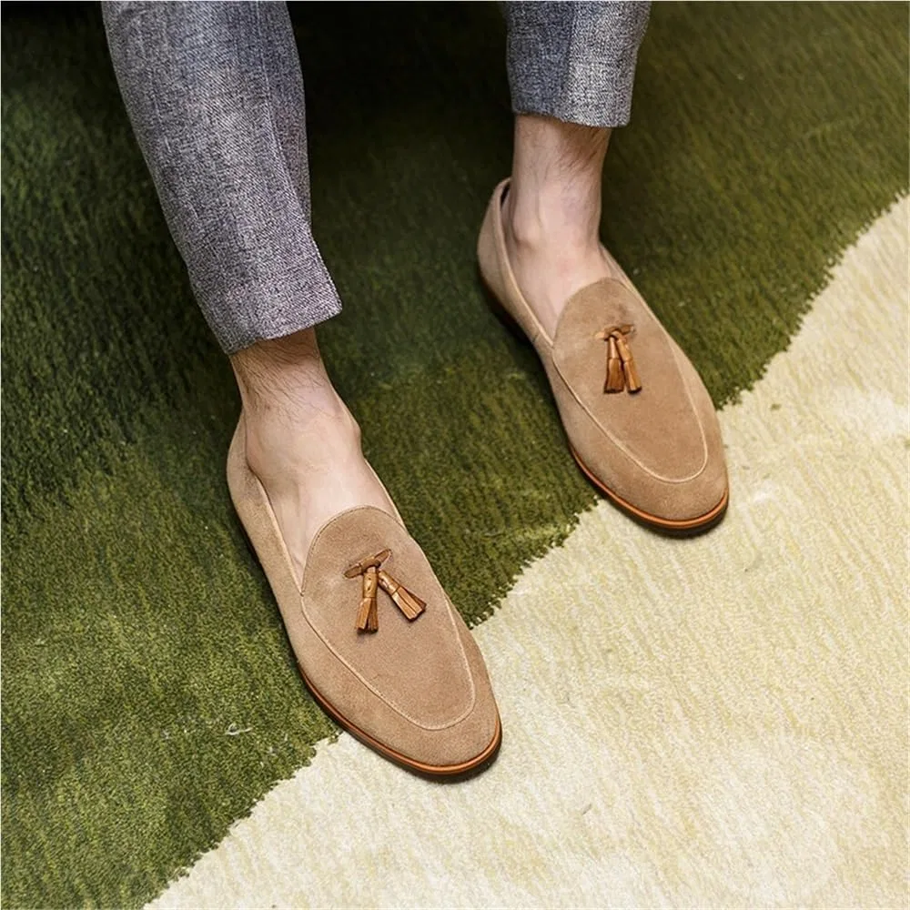 Мокасины замшевые Mens Suede Leather Driving Loafers, бежевый DHFIRUFSHLO — фото 2