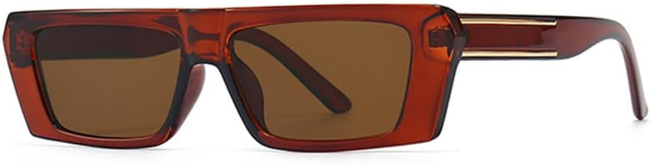 

Солнцезащитные очки MUTYNE Retro Small Rectangle для женщин, модные, серые с градиентом, защита от УФ-излучения UV400; для мужчин, квадратные, с желтой полосой, Brown Tea