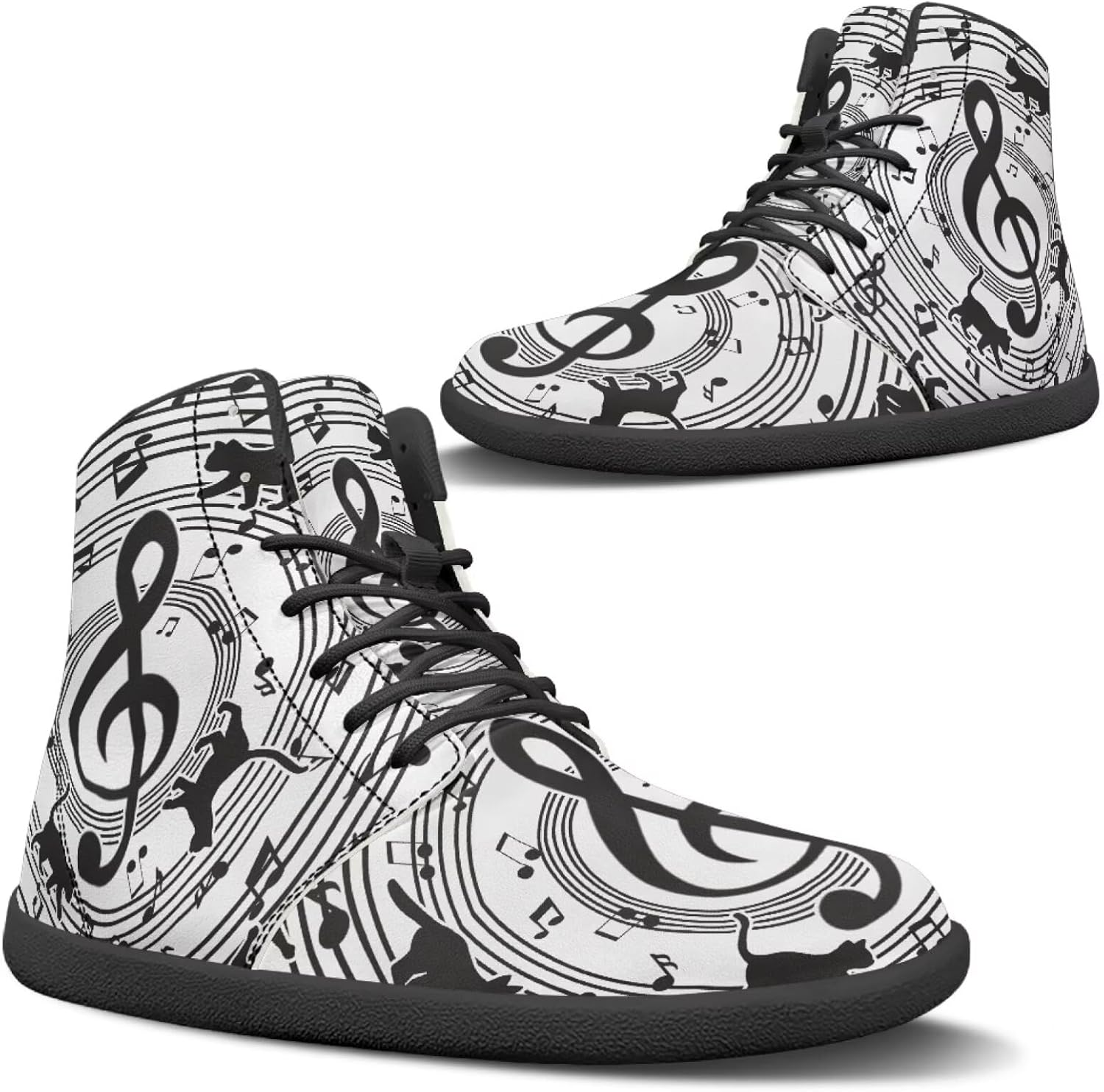 

Женские высокие кеды JoyLamoria Skull Rose из кожи, повседневные шнурованные туфли, модные кроссовки 2025 года для прогулок и тенниса, Music Note