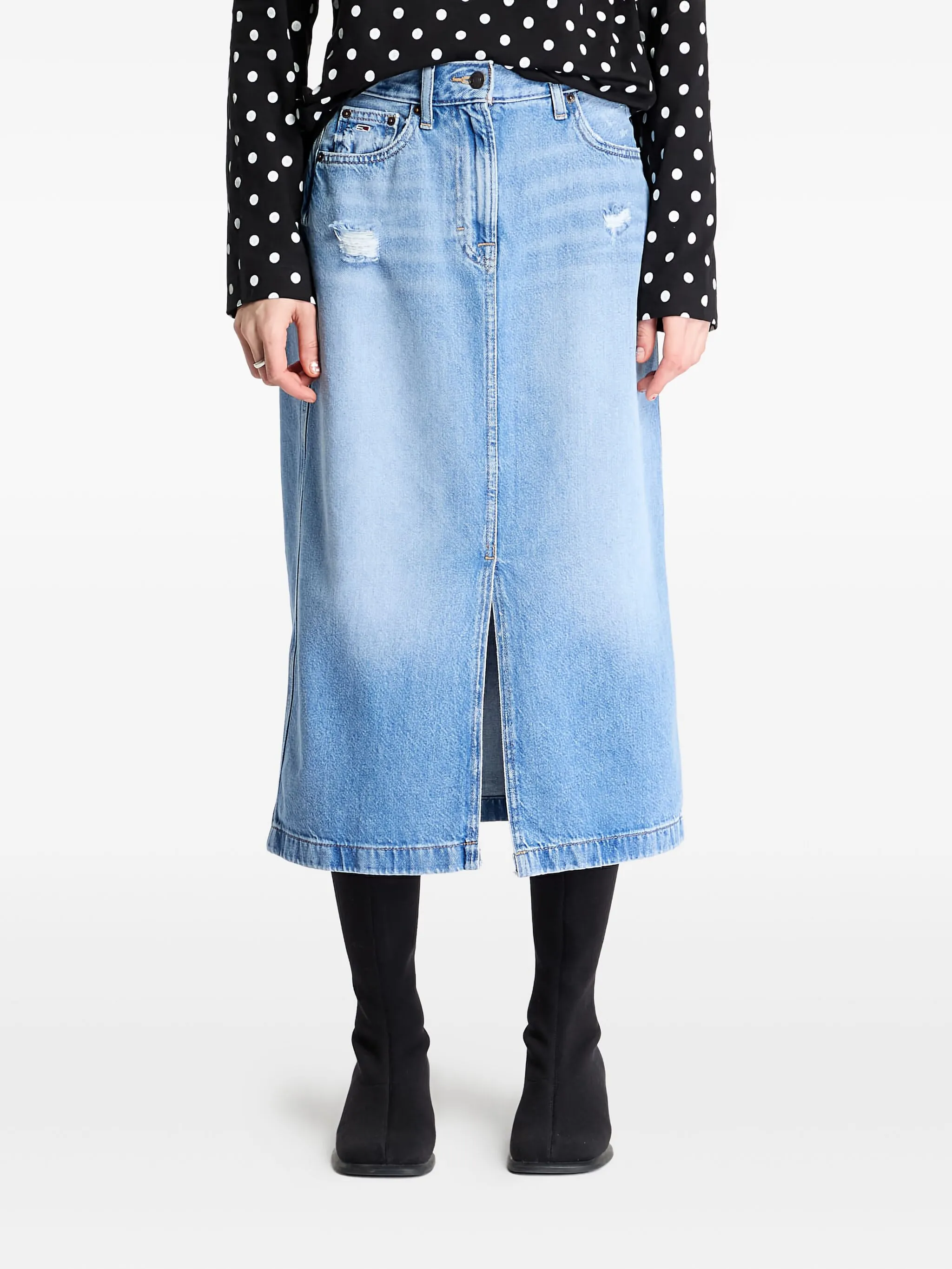 

Юбка миди с нашивкой-логотипом Tommy Jeans, синий