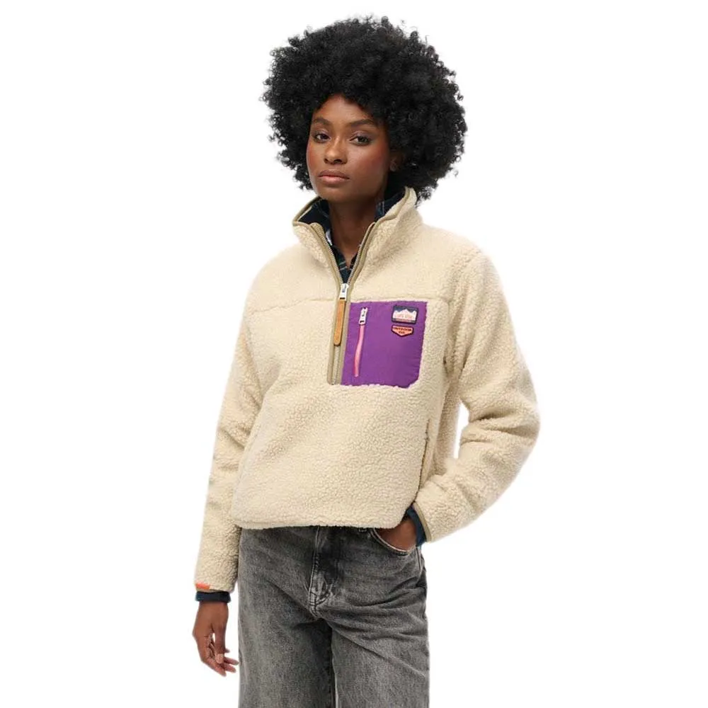 

Толстовка Superdry Vintage Retro half zip, бежевый