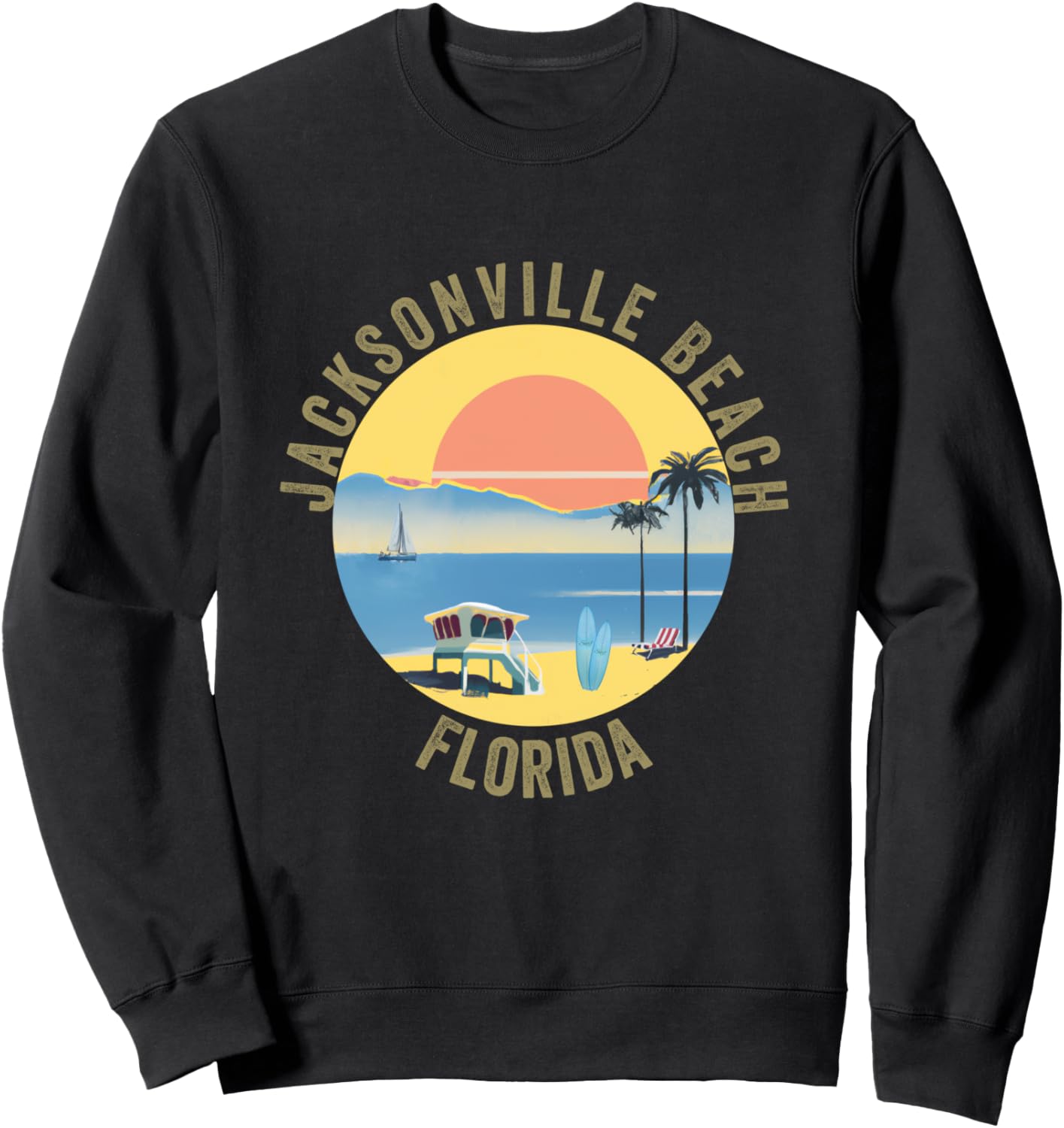 

Сувенирная одежда с пляжа Джексонвилл, ретро-винтажная толстовка Jacksonville Beach Retro Souvenir Apparel, черный