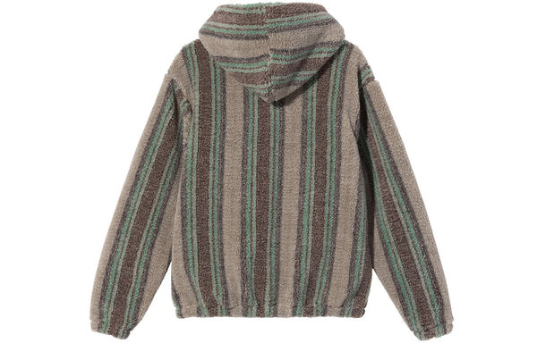 Толстовка stripe sherpa hoodie 'tannin' Stussy, зеленый — фото 2