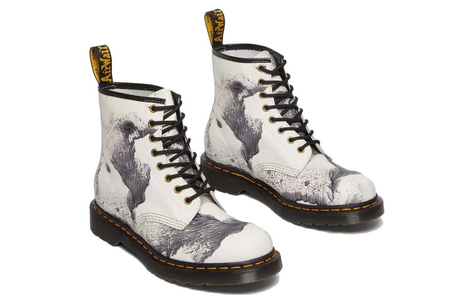 Мужские ботинки Dr. Martens 1460 x Tate Decalcomania кожаные с принтом, бело-черный — фото 4