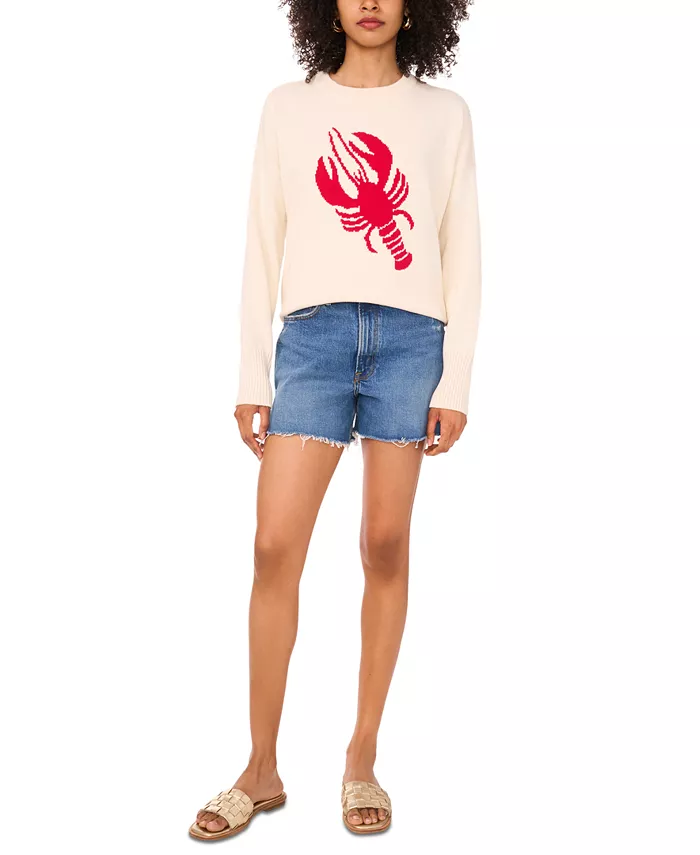 

Женский хлопковый свитер с круглым вырезом Lobster Vince Camuto, коричневый/бежевый
