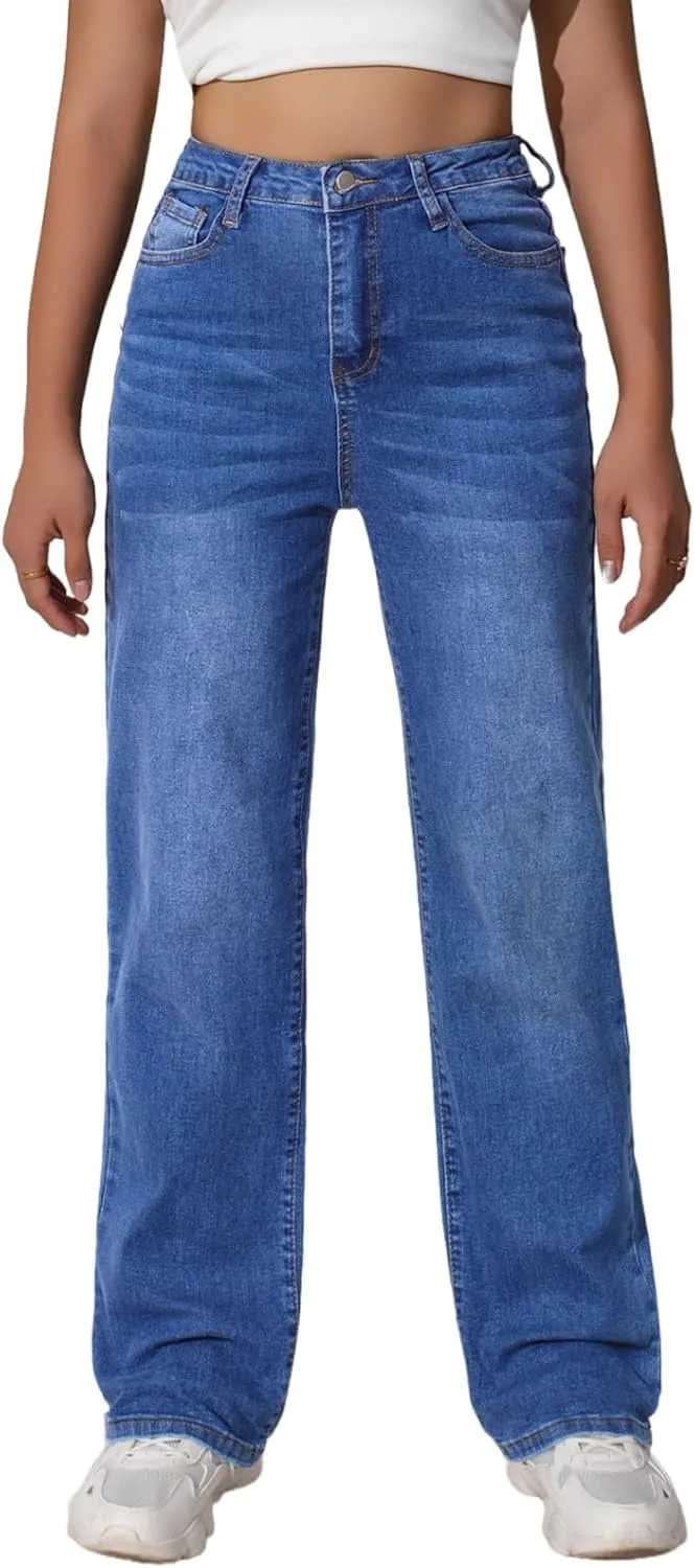 

Джинсы женские Wide Straight Leg High Waisted Stretchy Baggy