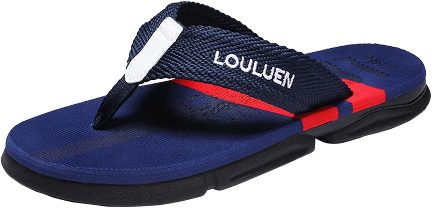 

Мужские шлепанцы для пляжа и бассейна, летние вьетнамки, быстросохнущие шлепанцы с подошвой с хорошим сцеплением, повседневные тапочки для улицы и дома Generic, темно-синий