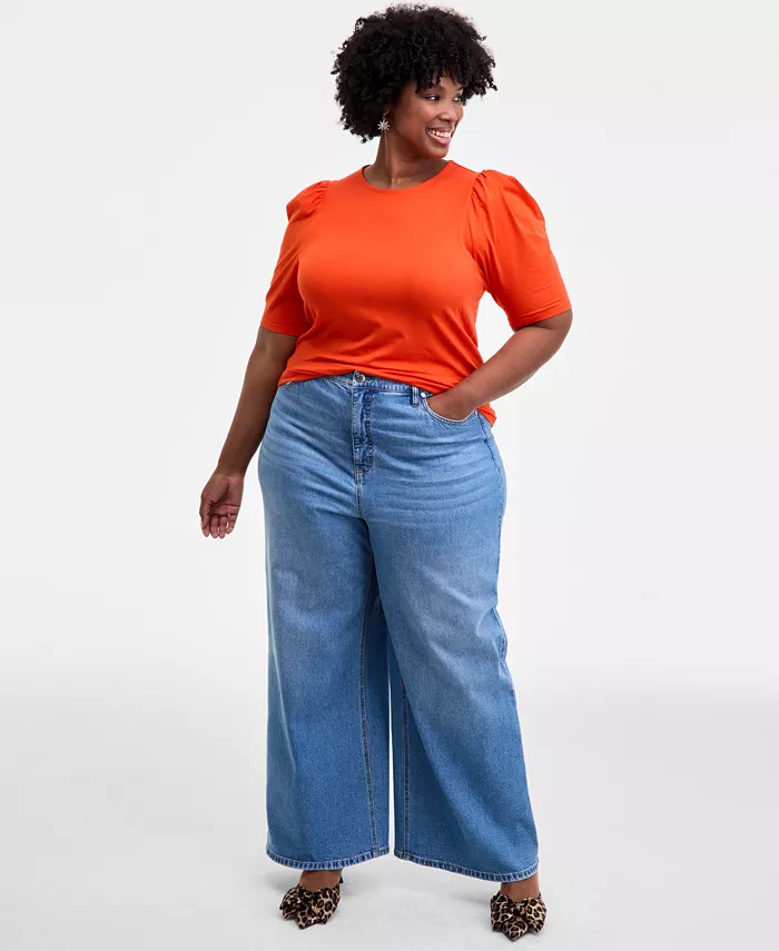 

Джинсы Trendy Plus Camden с высокой талией и широкими штанинами On 34th, синий