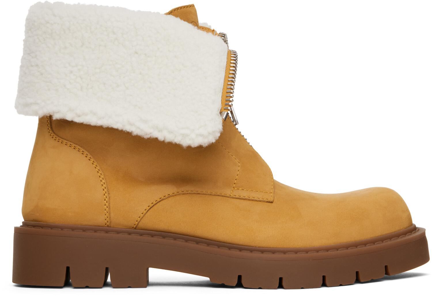 Бежевые ботильоны Haddock Bottega Veneta