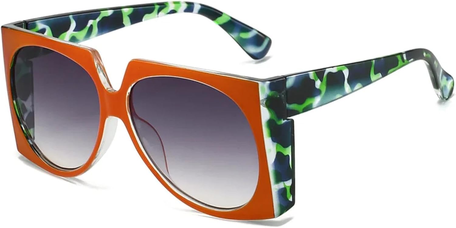 

Винтажные большие солнцезащитные очки неправильной формы для женщин и мужчин в стиле панк, популярные, в крупной оправе, роскошные, с защитой от УФ-излучения UV400 TYUVIVO, Orange Gray