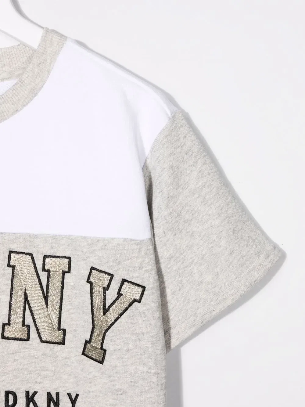 Подростковое двухцветное мини-платье с вышитым логотипом Dkny Kids, серый — фото 3