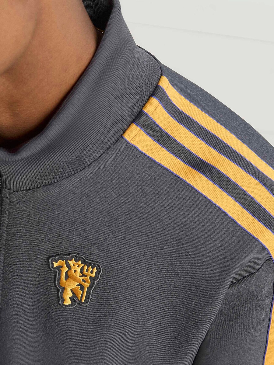 Спортивная толстовка с капюшоном на молнии ADIDAS ORIGINALS Manchester United Terrace Icons, Grey — фото 3