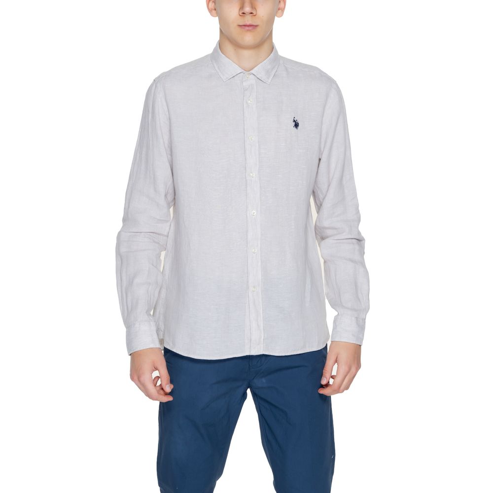 Бежевая льняная рубашка U.S. Polo Assn.