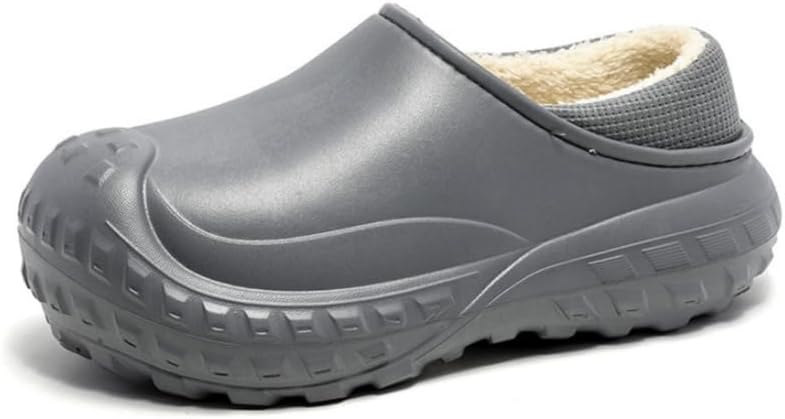 

Мужские зимние утепленные высокие хлопковые ботинки - толстая подошва с флисовым верхним слоем для тепла Hoalox, серый