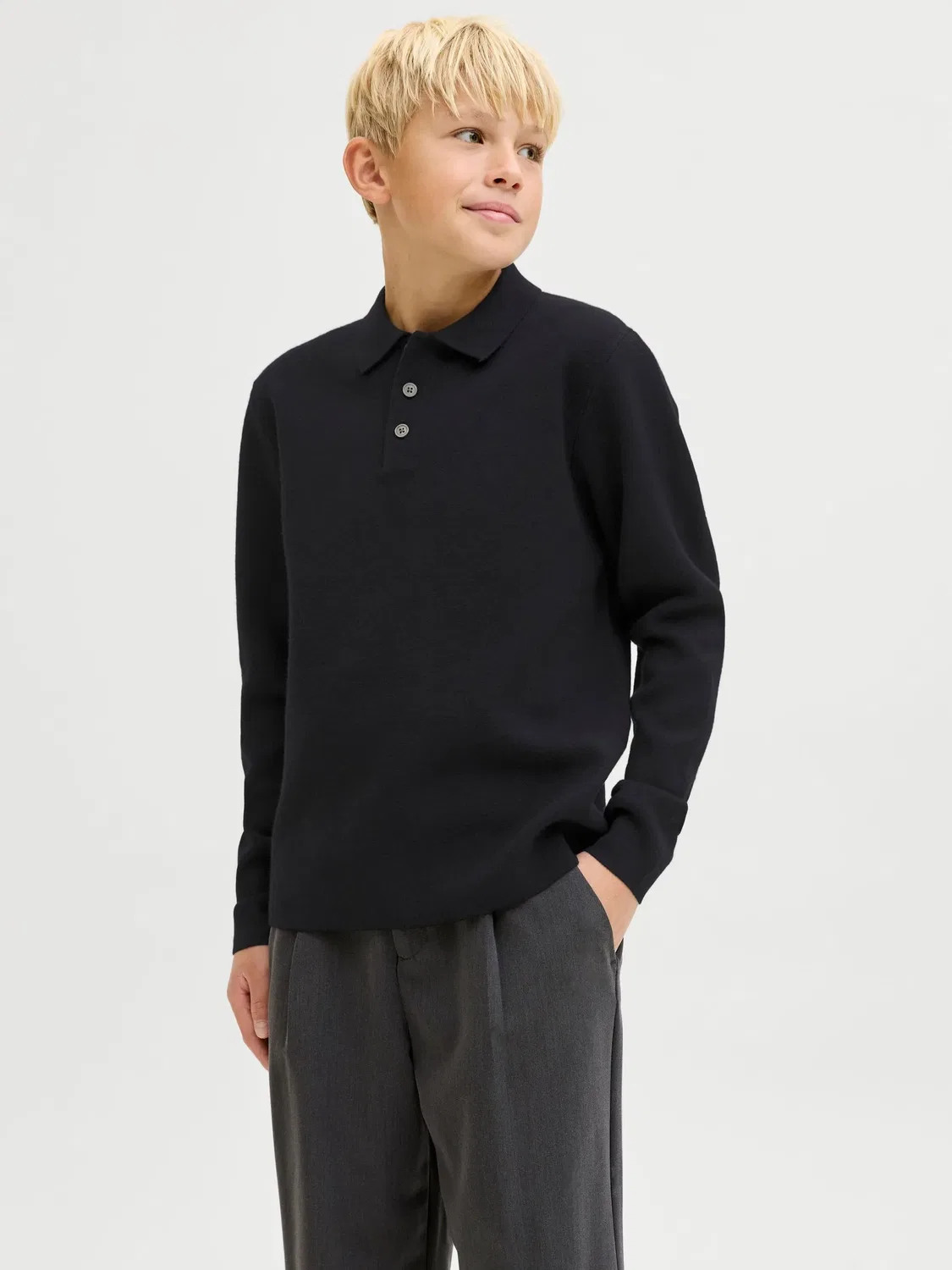Поло джерси, JACK & JONES Junior, черный — фото 2