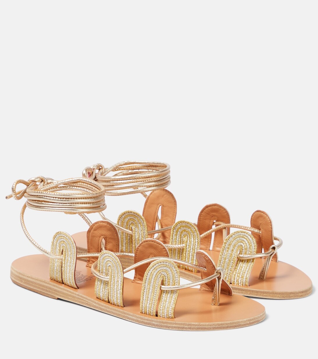 Сандалии Aristides из металлизированной кожи Ancient Greek Sandals, металлик