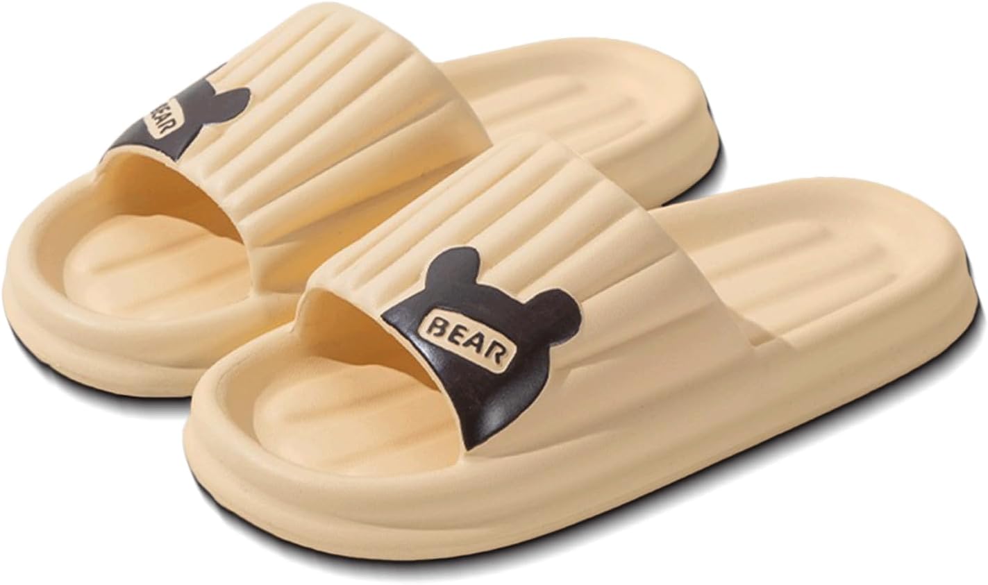 

LOTUSTAR облачные тапочки для женщин и мужчин с подушкой в виде медведя, противоскользящие для душа и ванной, с платформой из пены, для дома, улицы и бассейна, желтый