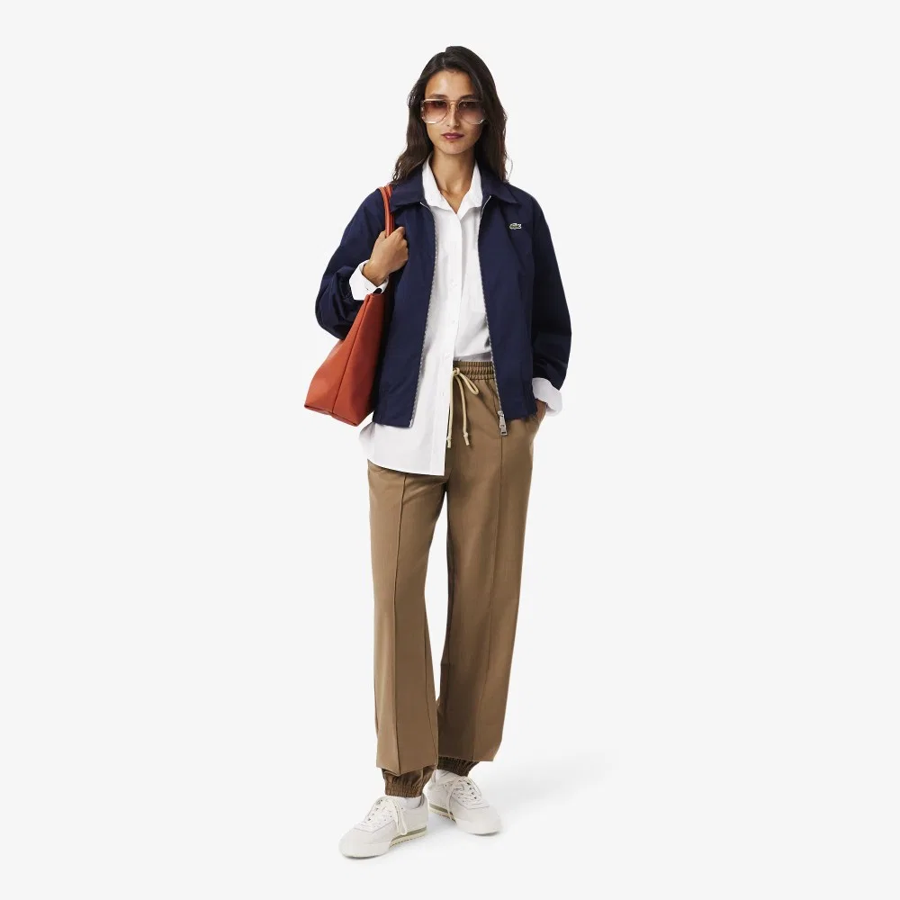 Женские шерстяные брюки-трек Lacoste, элегантные, бежевый — фото 4