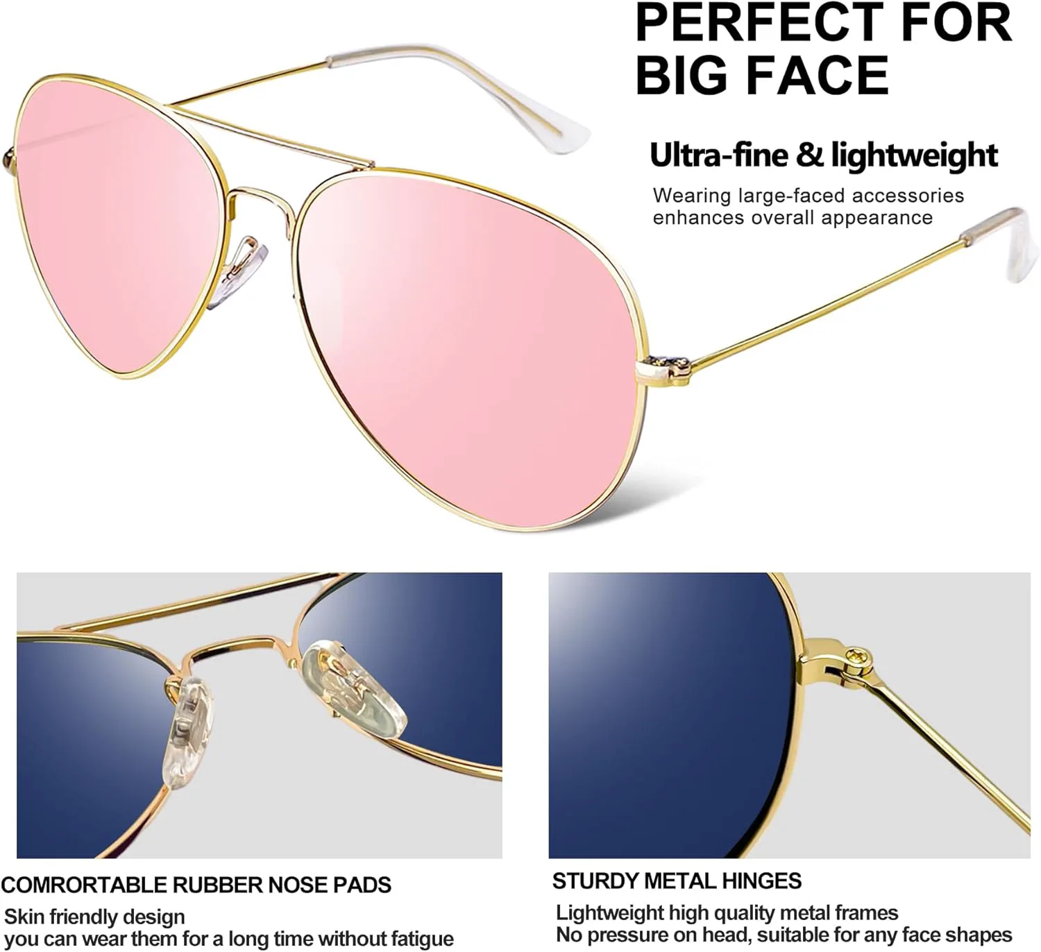 

Солнцезащитные очки Joopin Bulk Trendy Aviation с поляризацией и защитой от УФ-излучения, в стиле ретро, ​​стильные солнцезащитные очки, Green + Pink + Purple