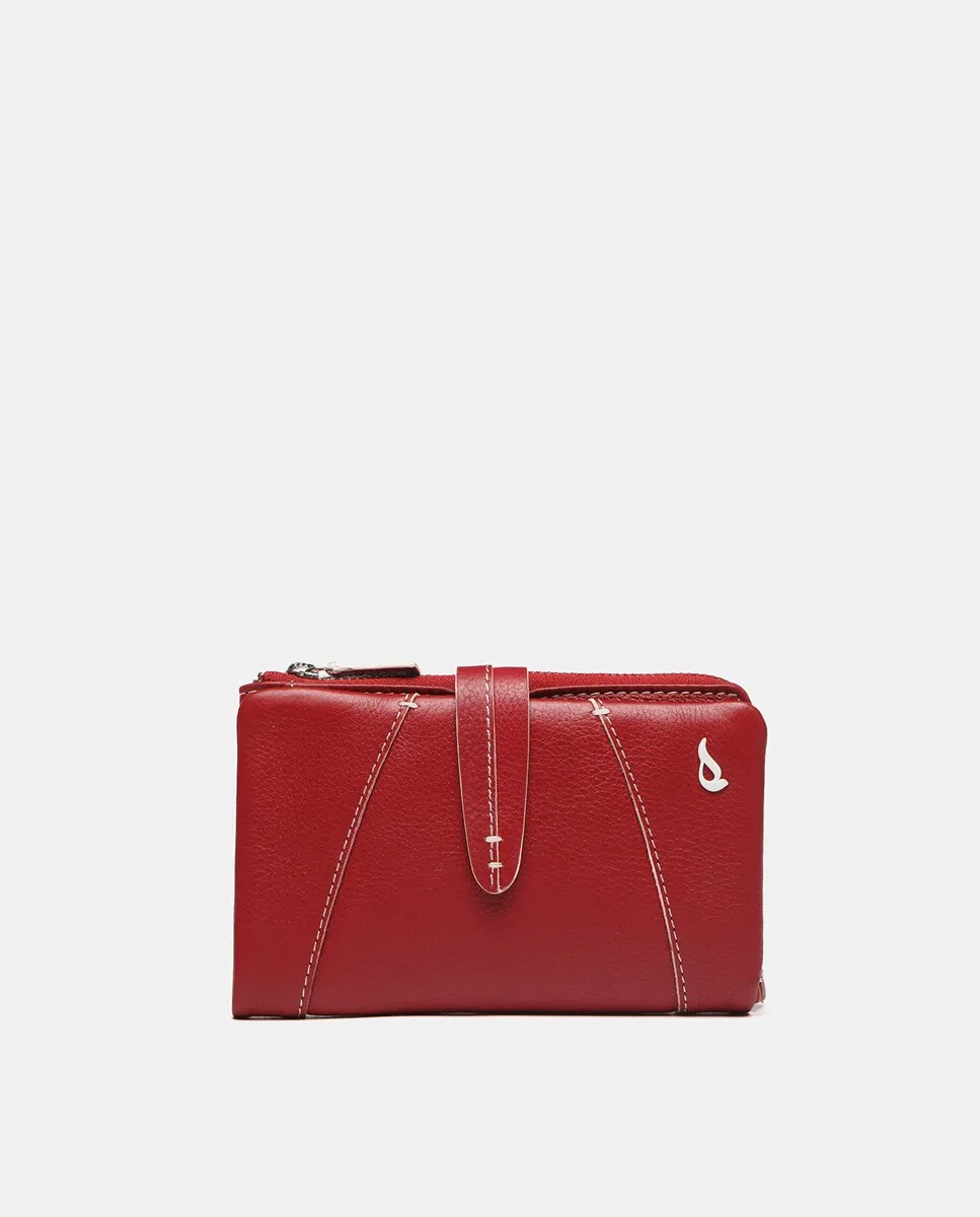 

Средний красный кожаный женский кошелек Abbacino