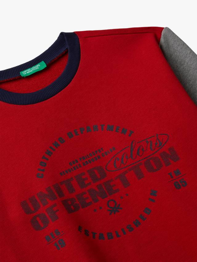 Детский хлопковый свитшот с цветными блоками и круглым вырезом Benetton, Multi — фото 3