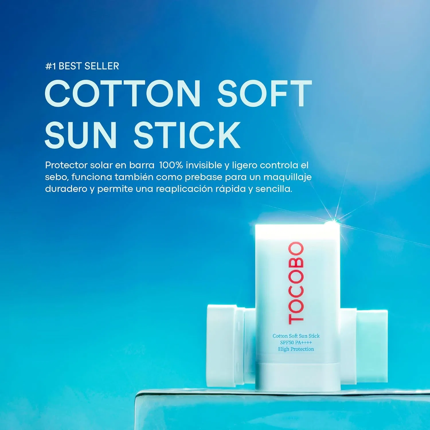 Солнцезащитный стик TOCOBO Cotton Soft SPF50+ PA+++, 19 г, голубой — фото 2