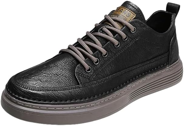 

Мужские винтажные кожаные модные кроссовки, классические шнурованные плоские повседневные туфли, удобные легкие противоскользящие обувь для ходьбы Hhhchpm, коричневый