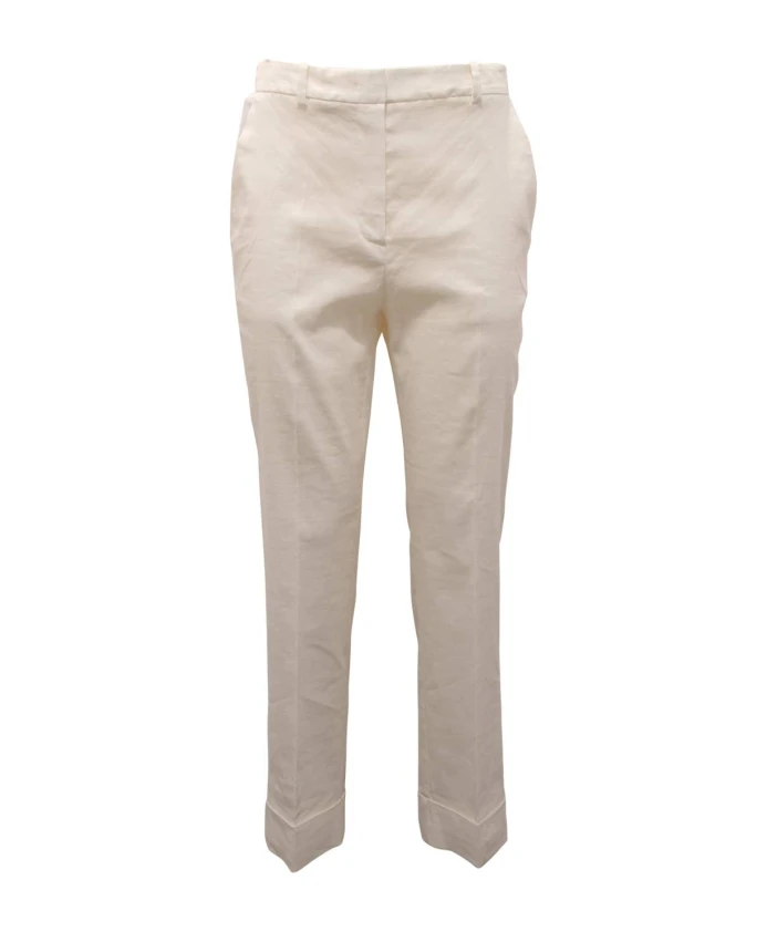 

Белые брюки-плаза из смесовой льняной ткани. Pinko, белый