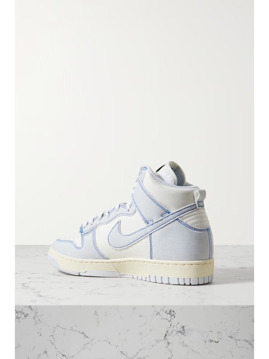 Высокие кеды Dunk 1985 из денима и кожи с прострочкой Nike, синий — фото 3