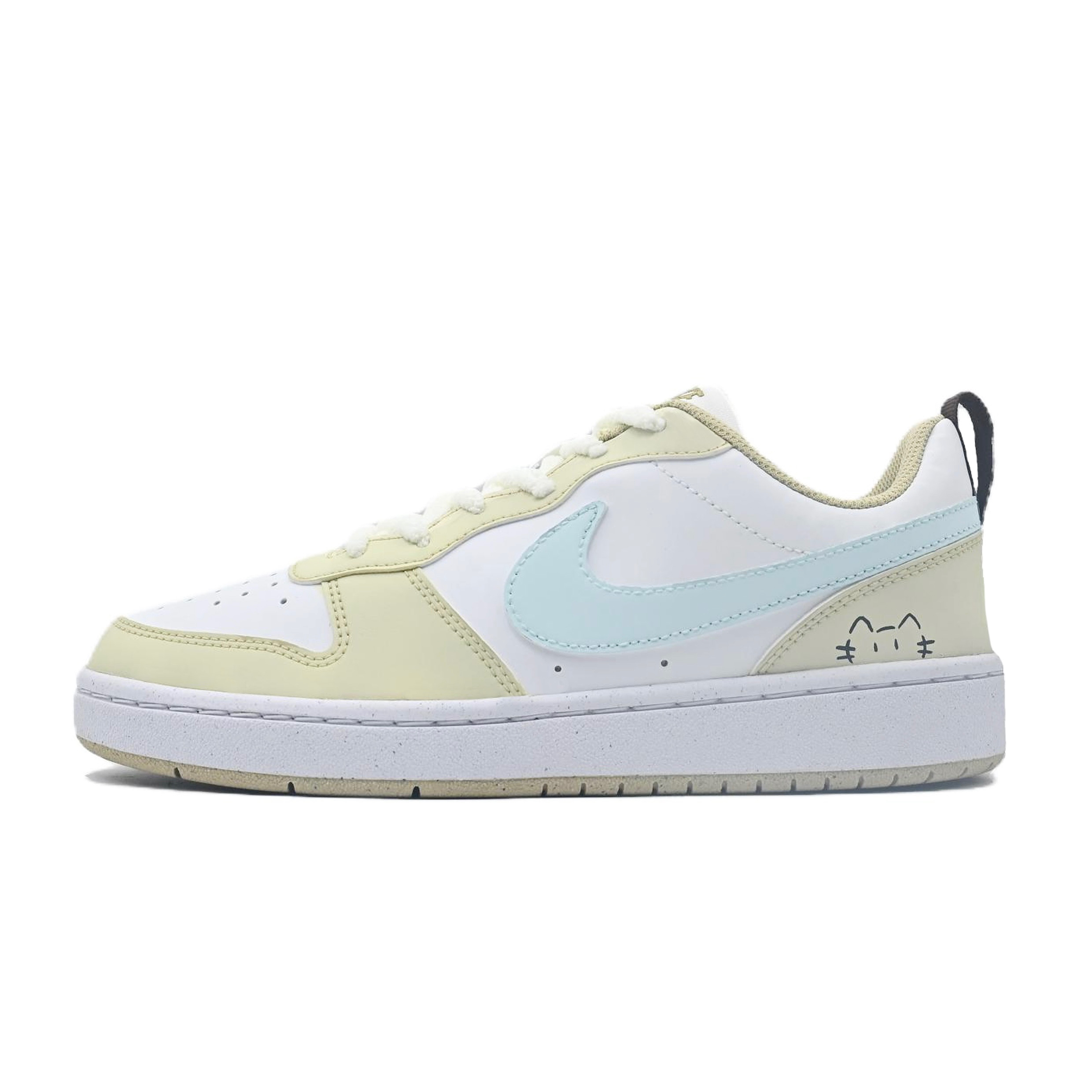 

Nike Детские кроссовки для скейтбординга Court Borough Cream Lazy Meow с антискользящим покрытием, износостойкие, низкие, для подростков