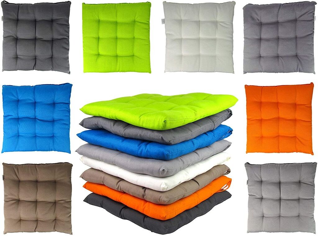 

Подушки для сидения Подушки для стульев Стеганые подушки для стульев с крепежными ремнями - 6 шт. - цвет: синий Viva Living, темно-серый